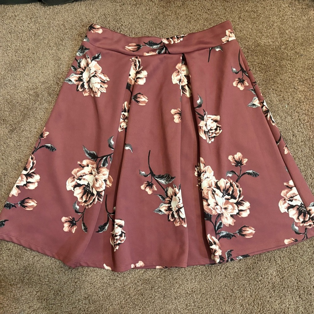 🥳 Haute Monde Pink Pleated A-Line Skirt Knee-Length